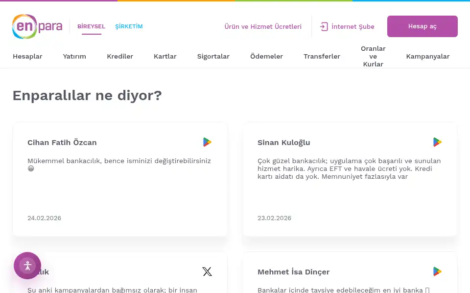 Screenshot of enpara.com