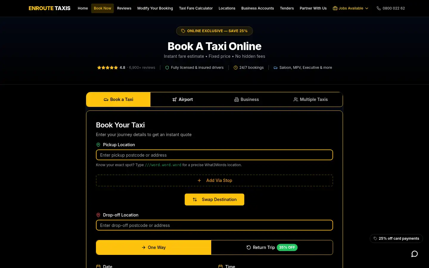 Screenshot of enroutetaxis.com