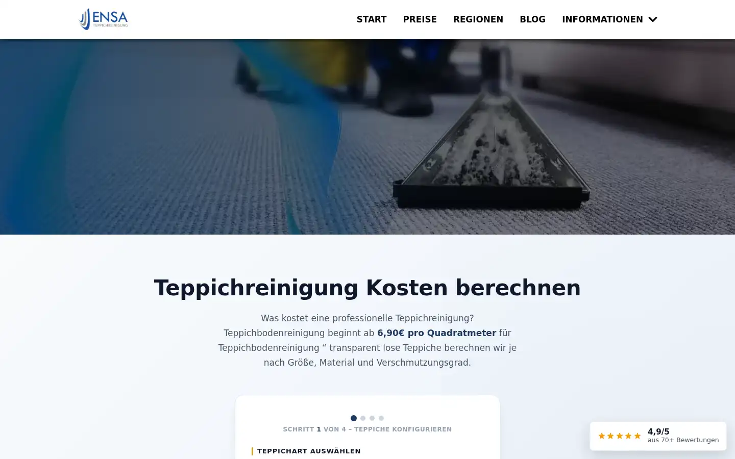 Screenshot of ensa-teppichreinigung.de