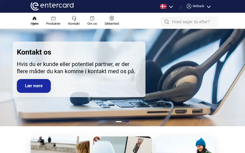 Screenshot of entercard.dk