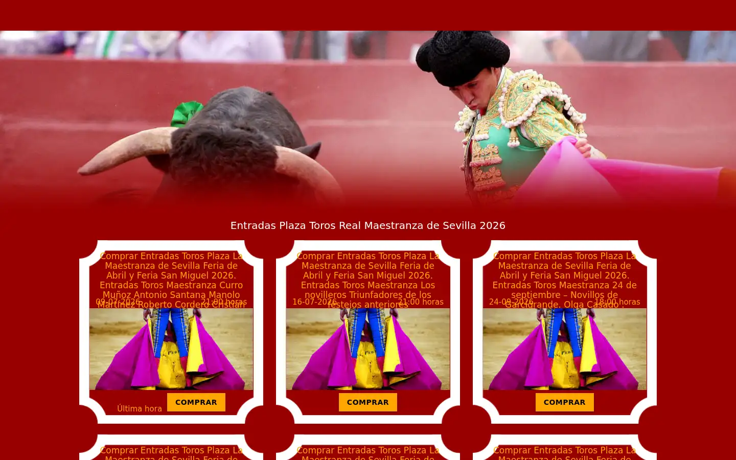 Screenshot of entradastorosmaestranza.com