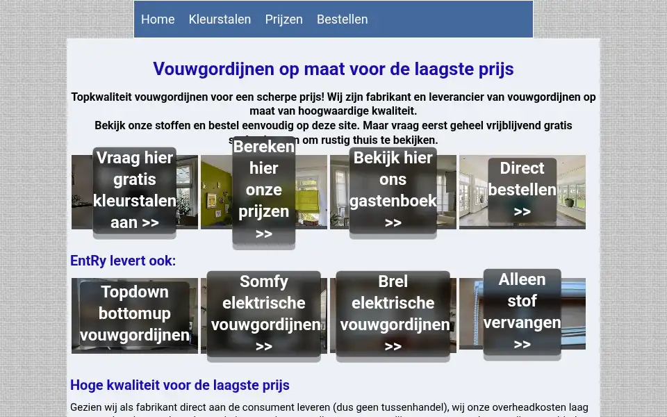 Screenshot of entry-vouwgordijnen.nl