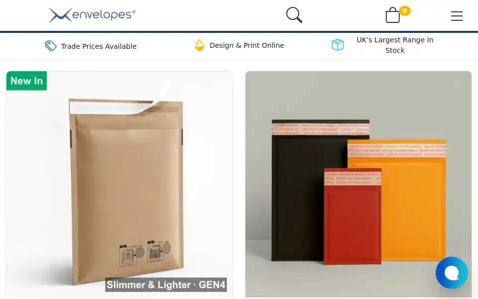 Screenshot of envelopespackaging.co.uk