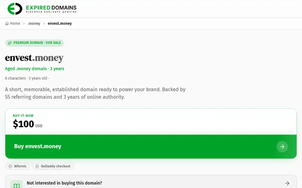 Screenshot of envest.money