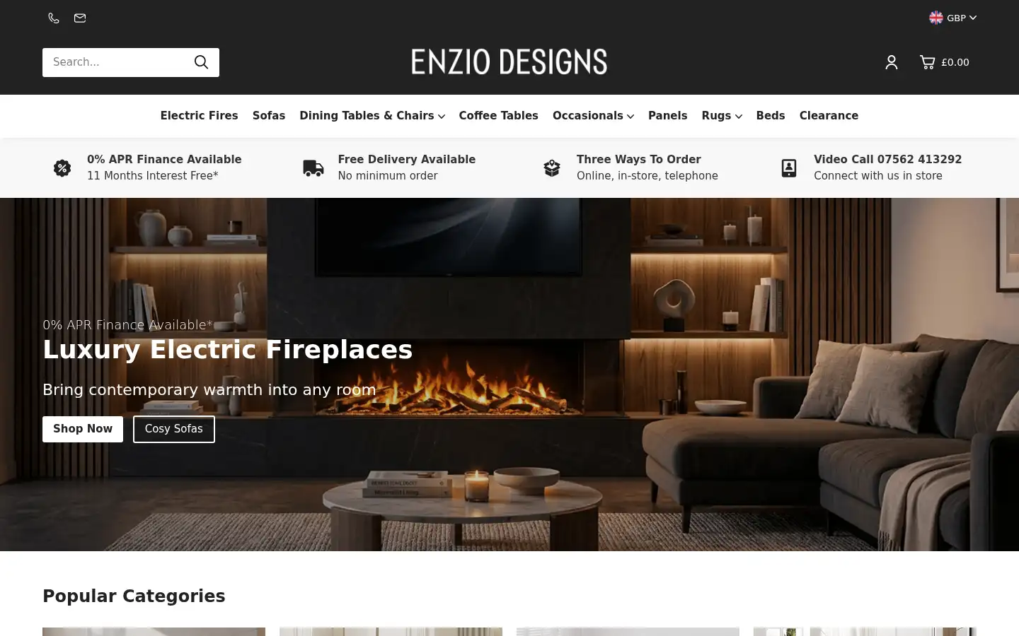 Screenshot of enziodesigns.co.uk