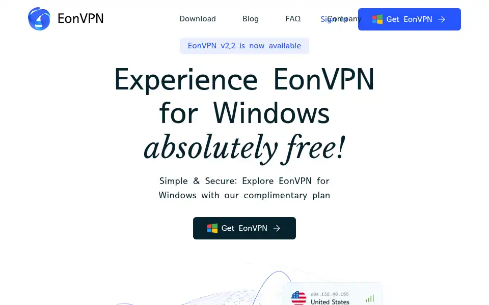 Screenshot of eonvpn.com
