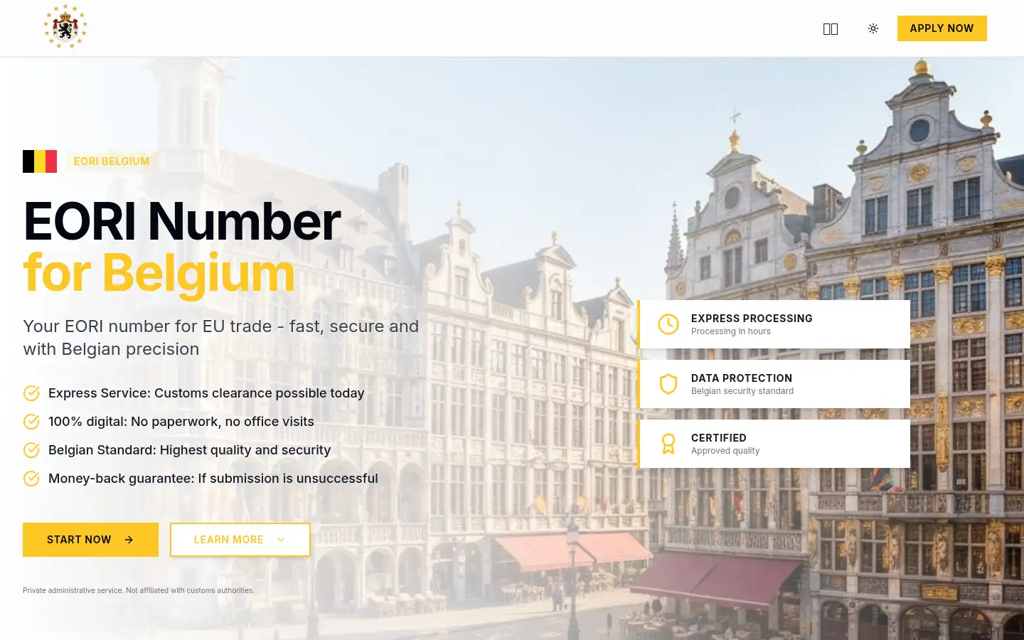 Screenshot of eori-numero.be