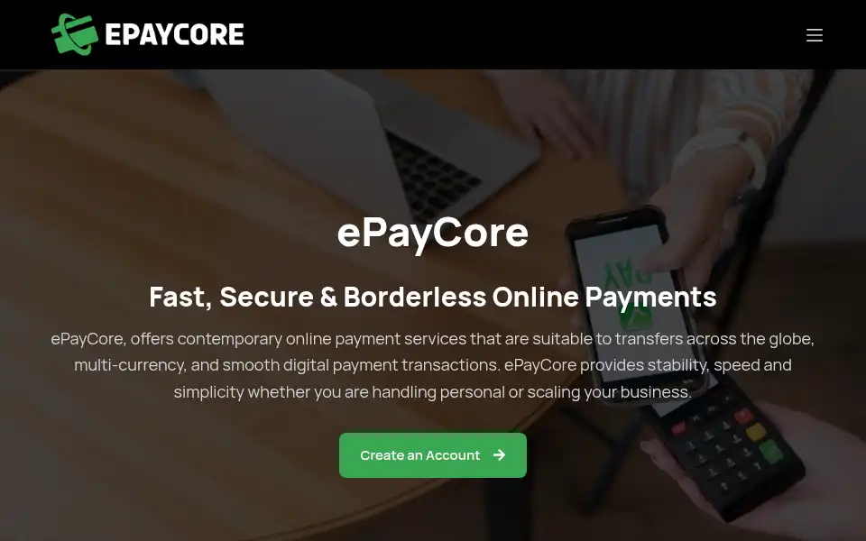 Screenshot of epaycore.com