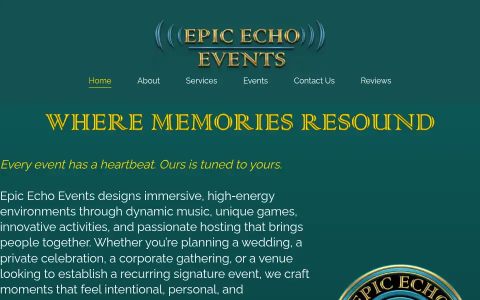 Screenshot of epicechoevents.com