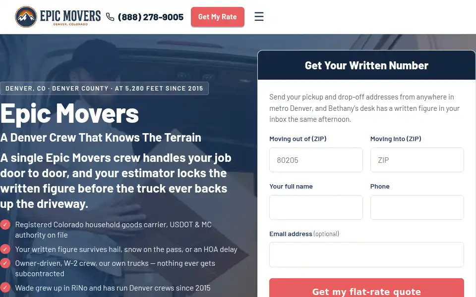 Screenshot of epicmovinghelp.com