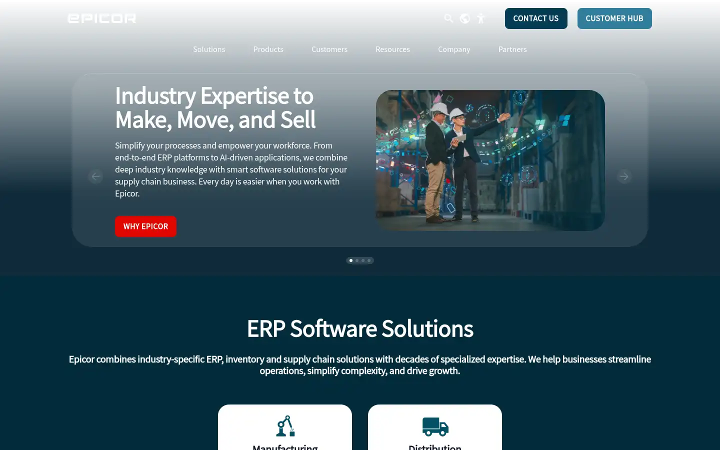 Screenshot of epicor.com