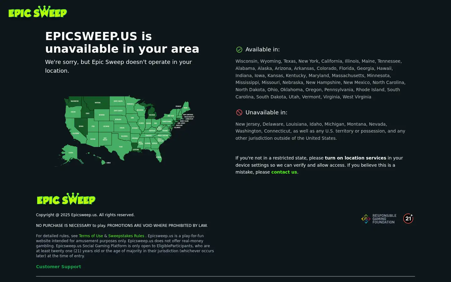 Screenshot of epicsweep.us
