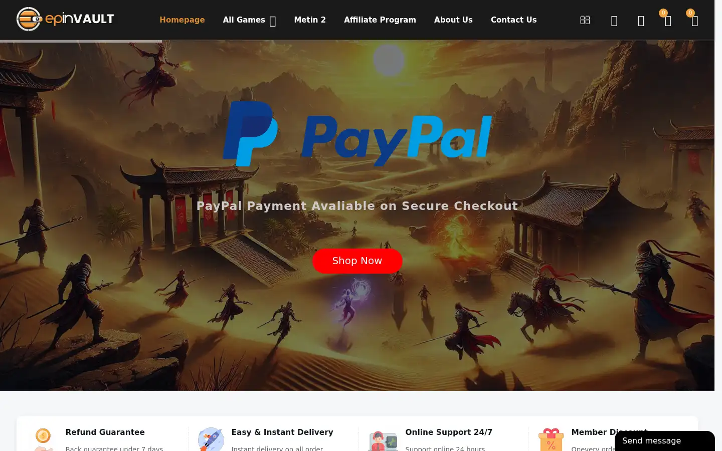Screenshot of epinvault.com
