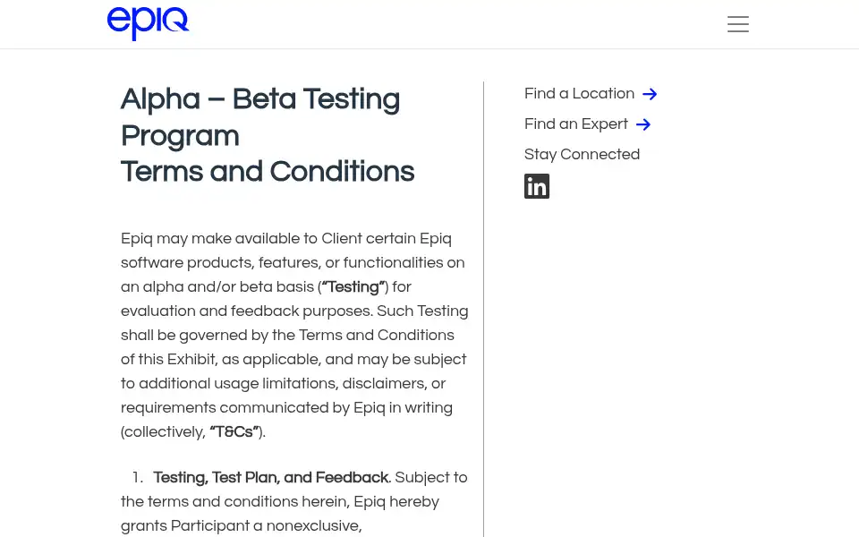 Screenshot of epiqglobal.com