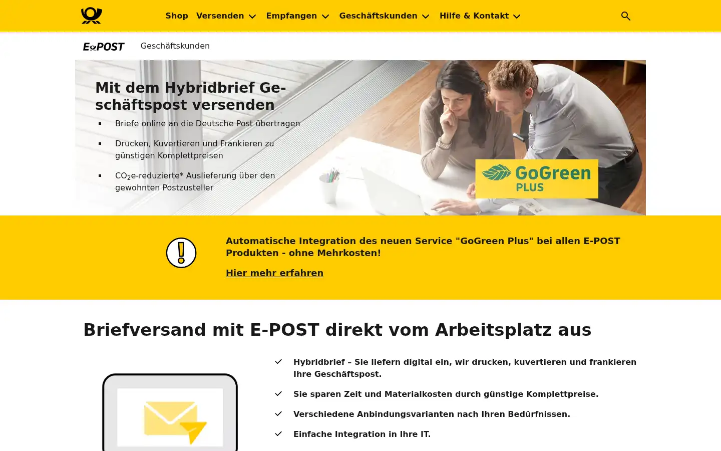 Screenshot of epost.de