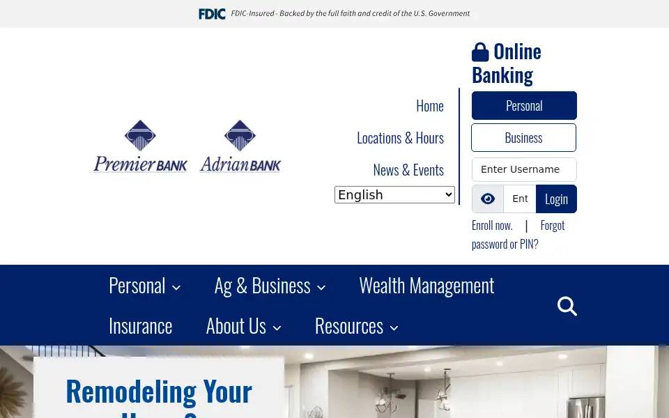 Screenshot of epremierbank.com
