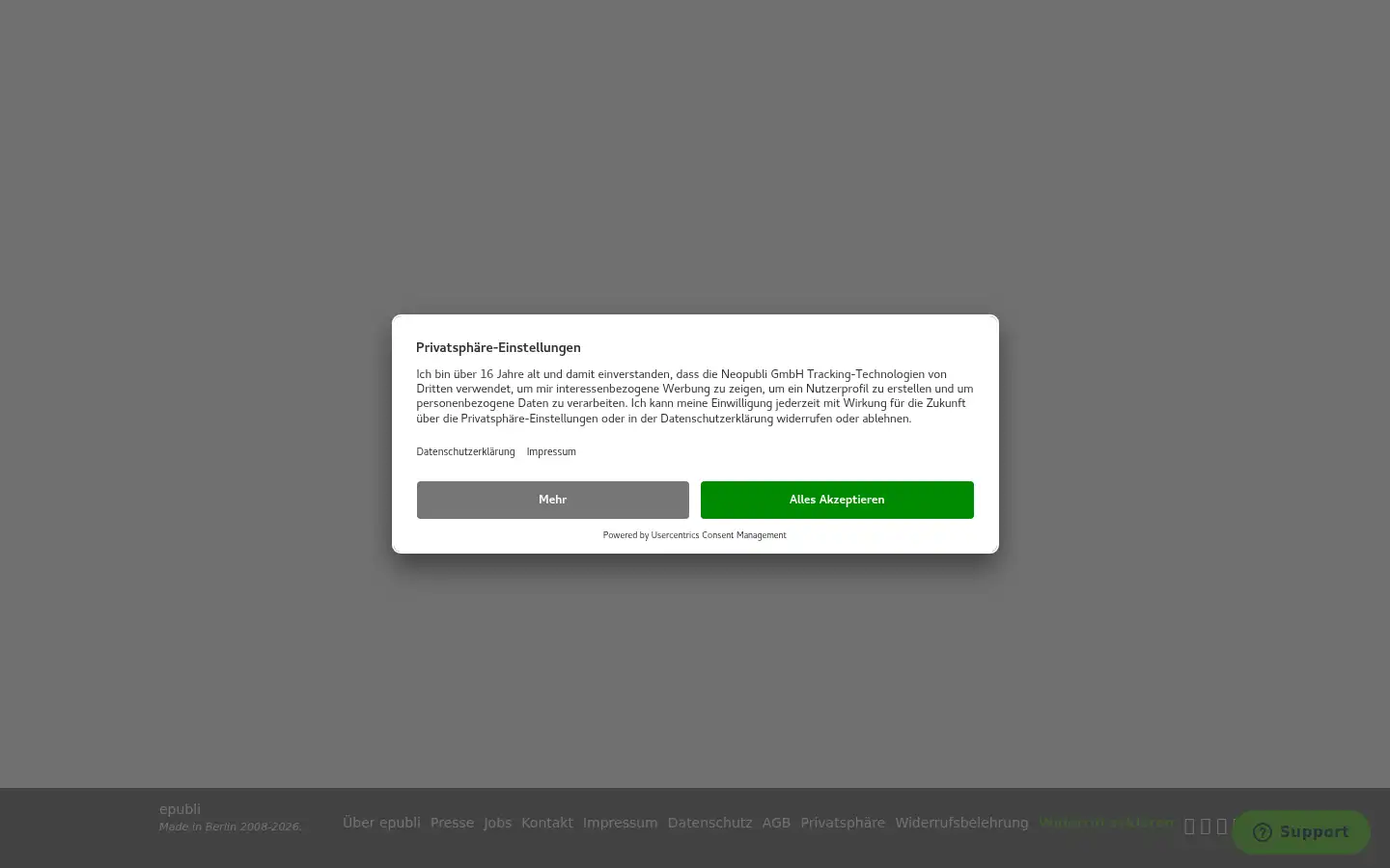 Screenshot of epubli.de