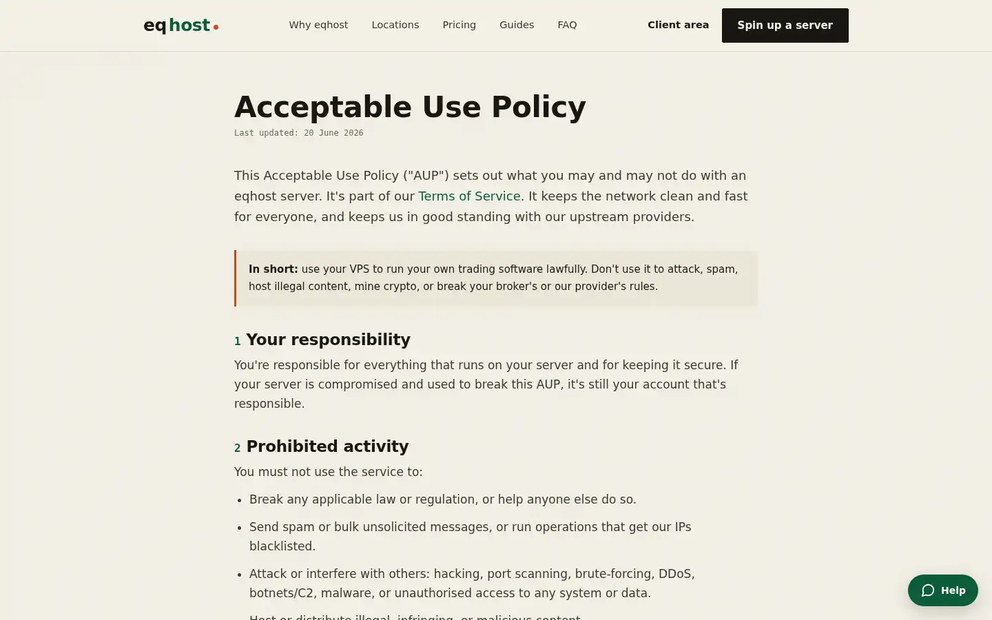 Screenshot of eqhost.co