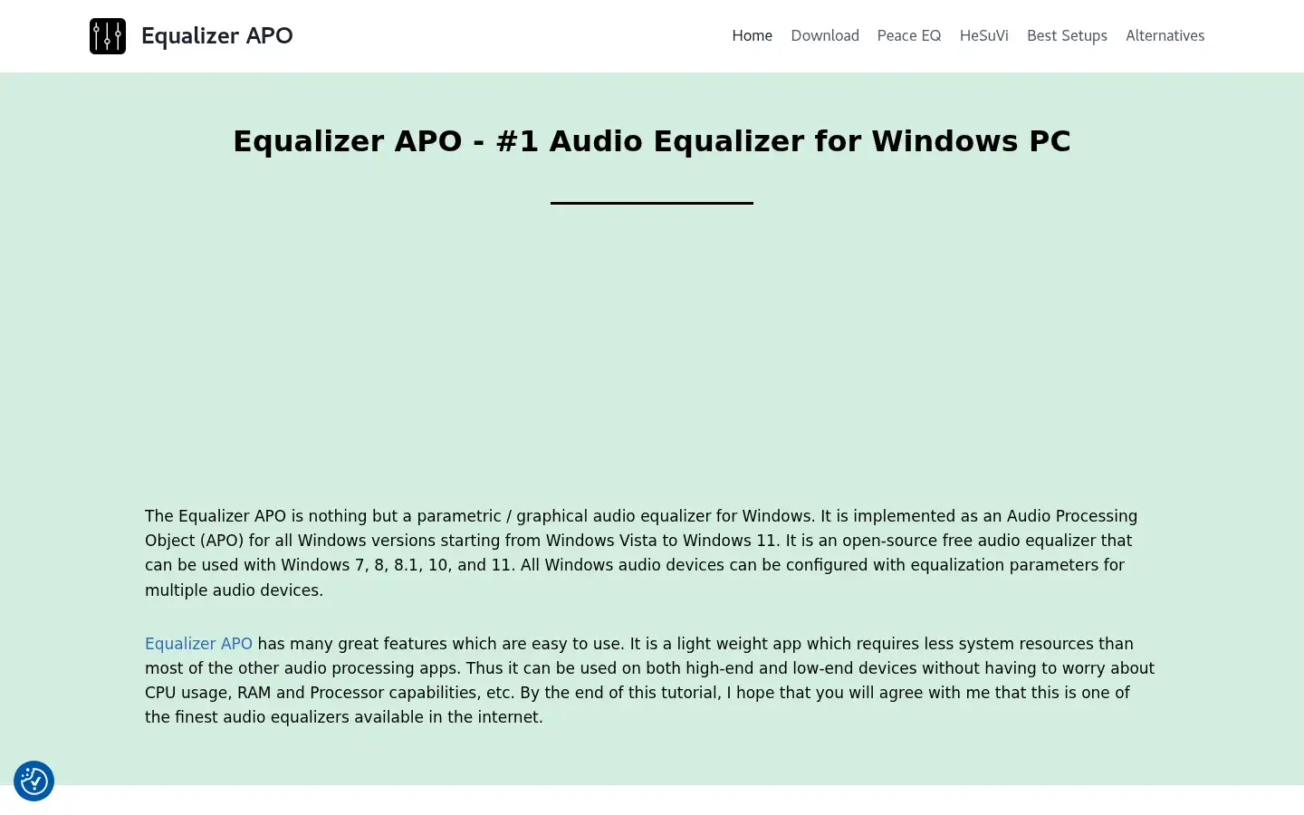 Screenshot of equalizerapo.dev