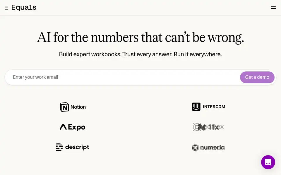 Screenshot of equals.app