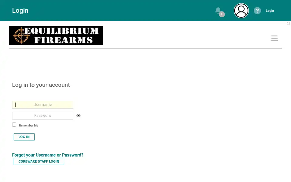 Screenshot of equilibriumfirearms.corefire.shop