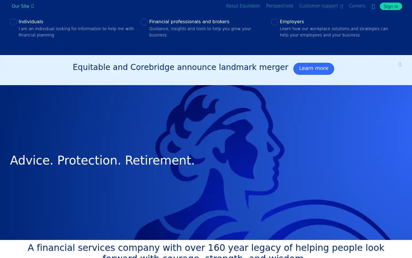 Screenshot of equitable.com