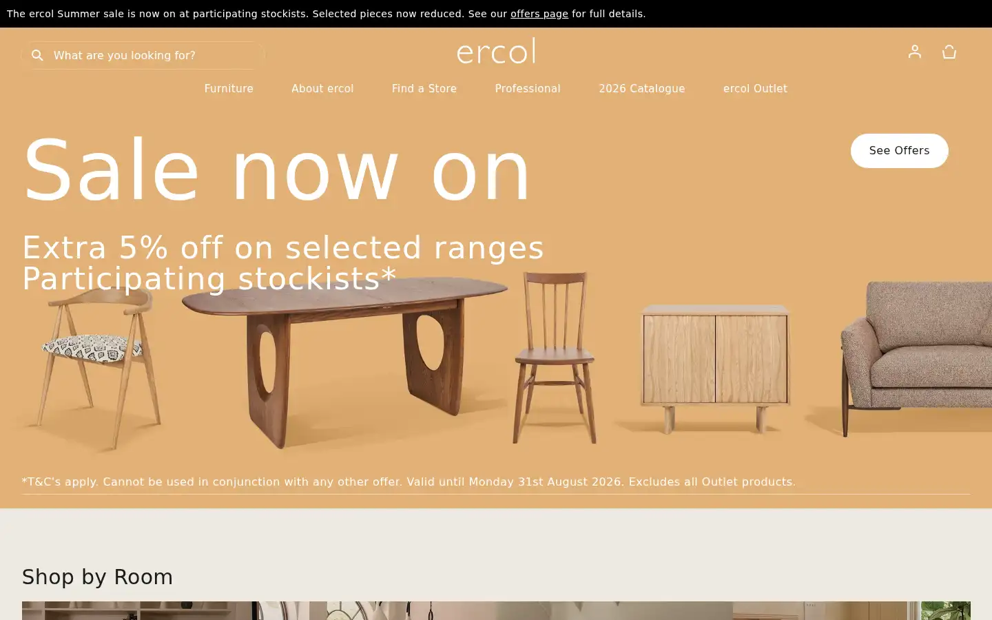 Screenshot of ercol.com