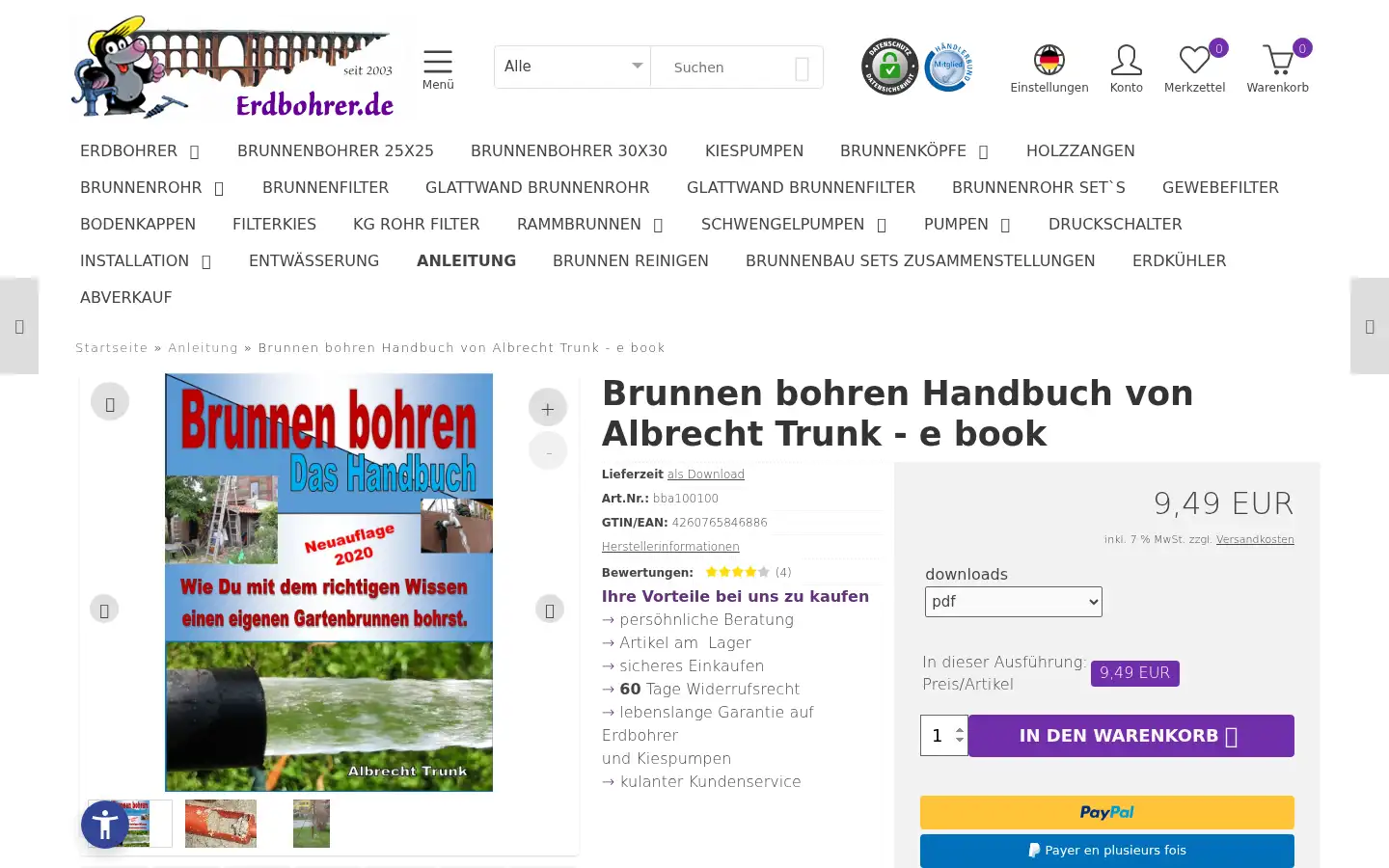 Screenshot of erdbohrer.de