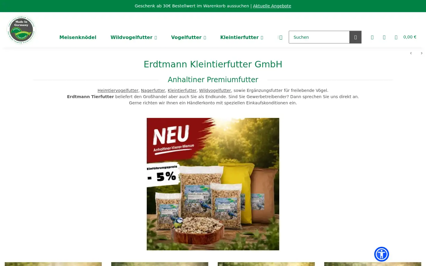 Screenshot of erdtmann-tierfutter.de