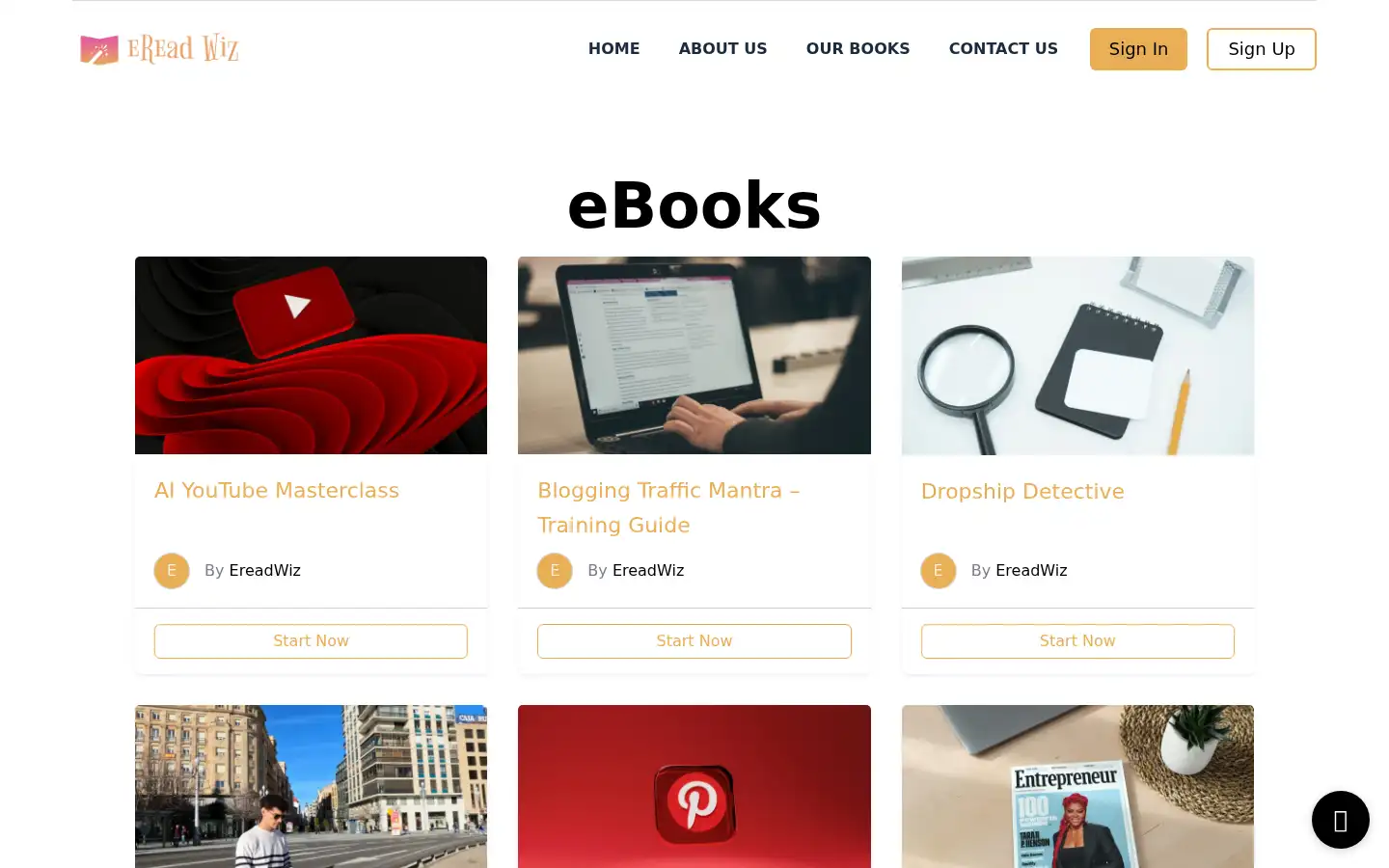 Screenshot of ereadwiz.com