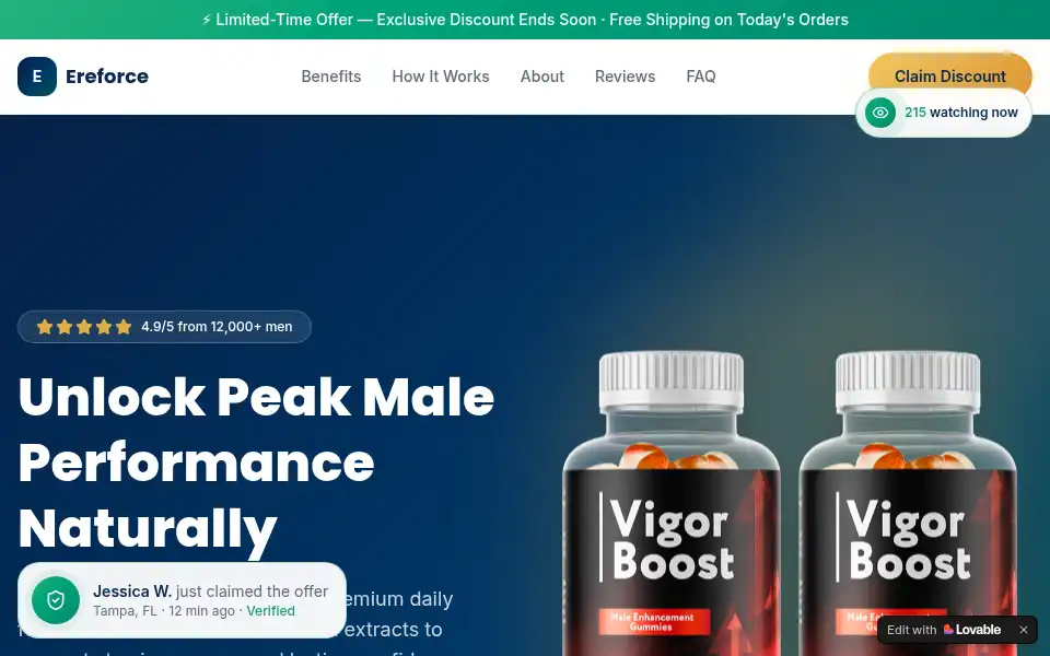 Screenshot of ereforce-maleenhancement.lovable.app
