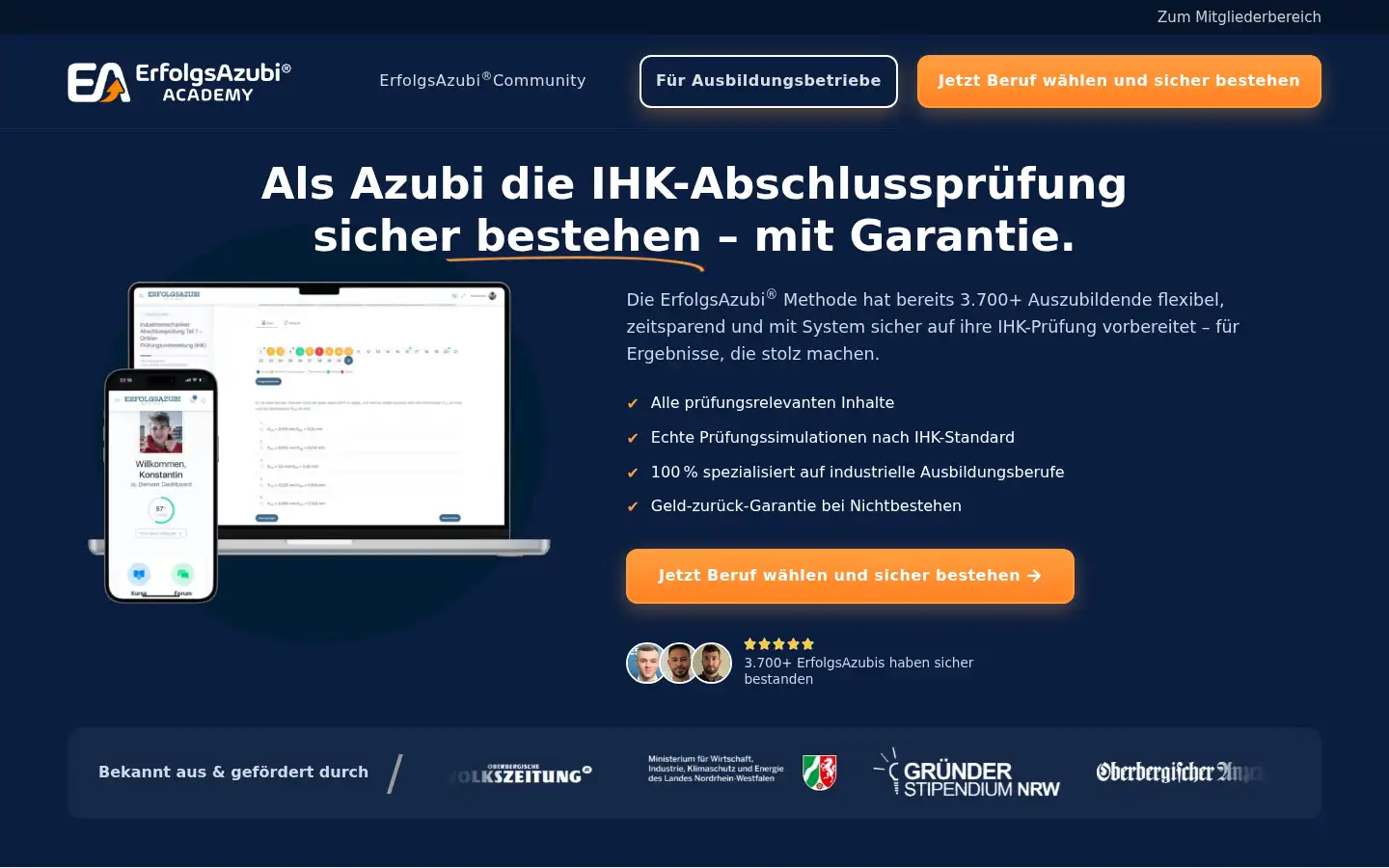 Screenshot of erfolgsazubi.academy