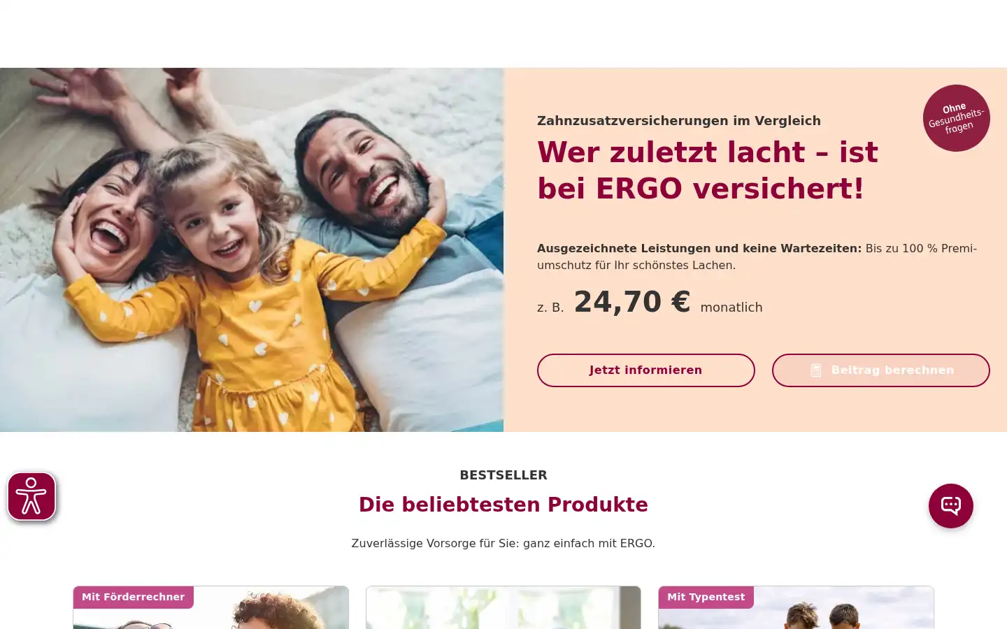 Screenshot of ergo.de
