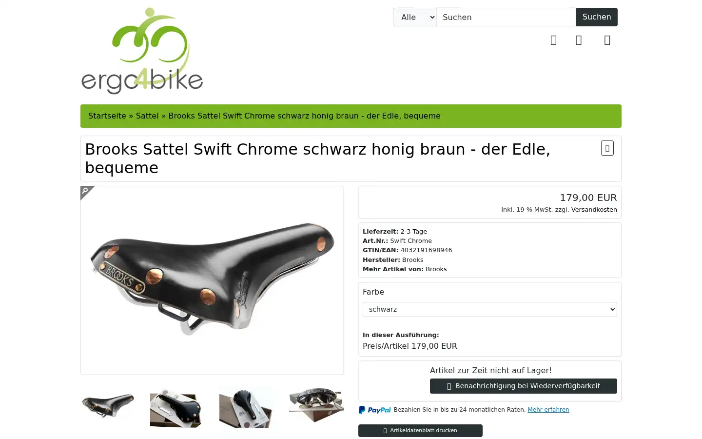 Screenshot of ergo4bike.com