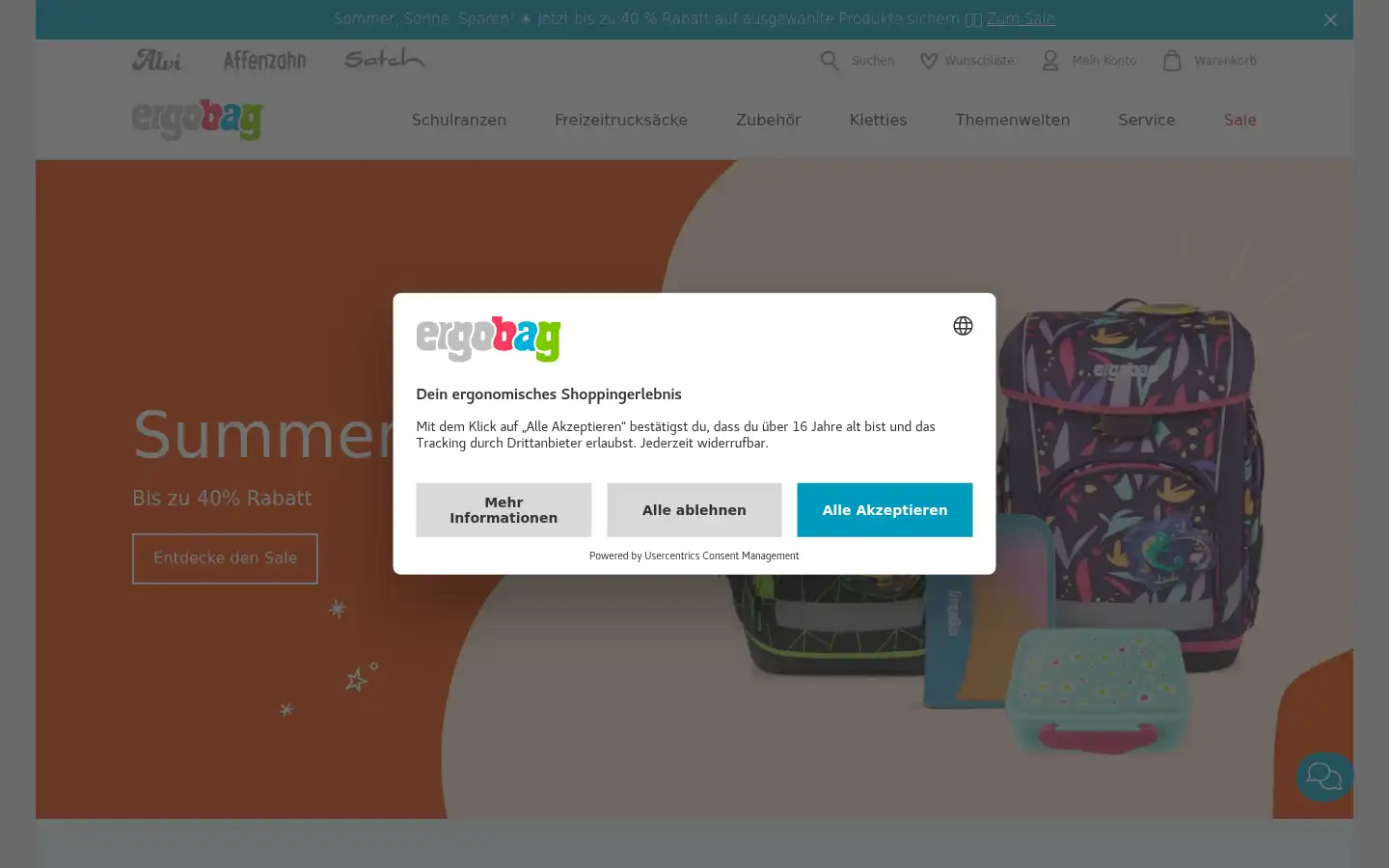 Screenshot of ergobag.de