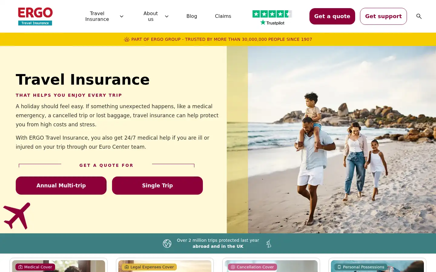 Screenshot of ergotravelinsurance.co.uk