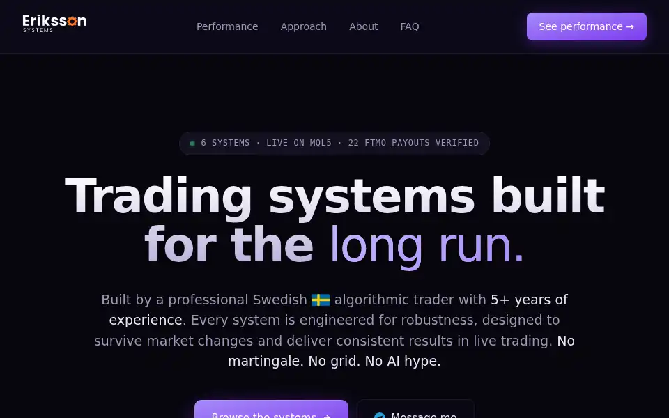 Screenshot of erikssonsystems.com