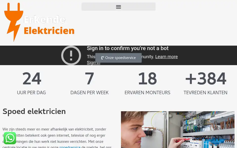 Screenshot of erkendeelektricien.nl