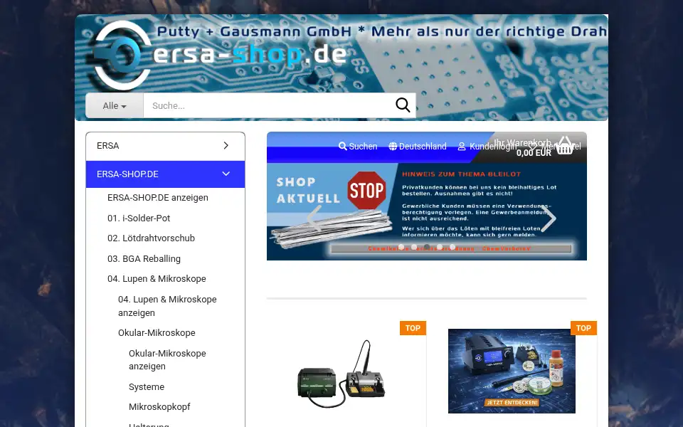 Screenshot of ersa-shop.de