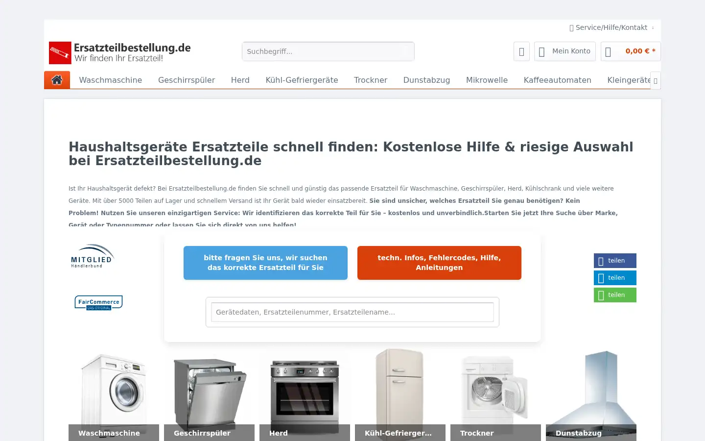 Screenshot of ersatzteilbestellung.de