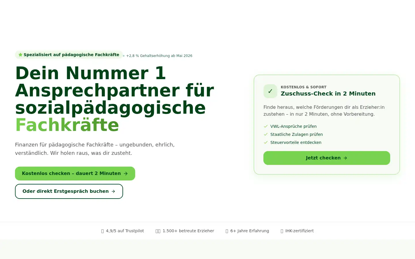 Screenshot of erzieher-finanzen.de