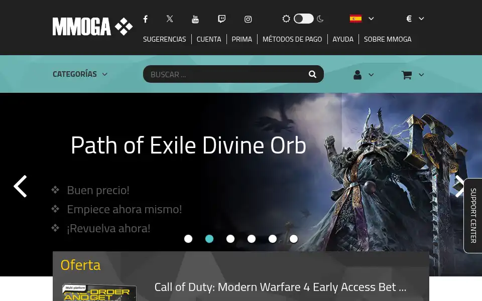 Screenshot of es.mmoga.net