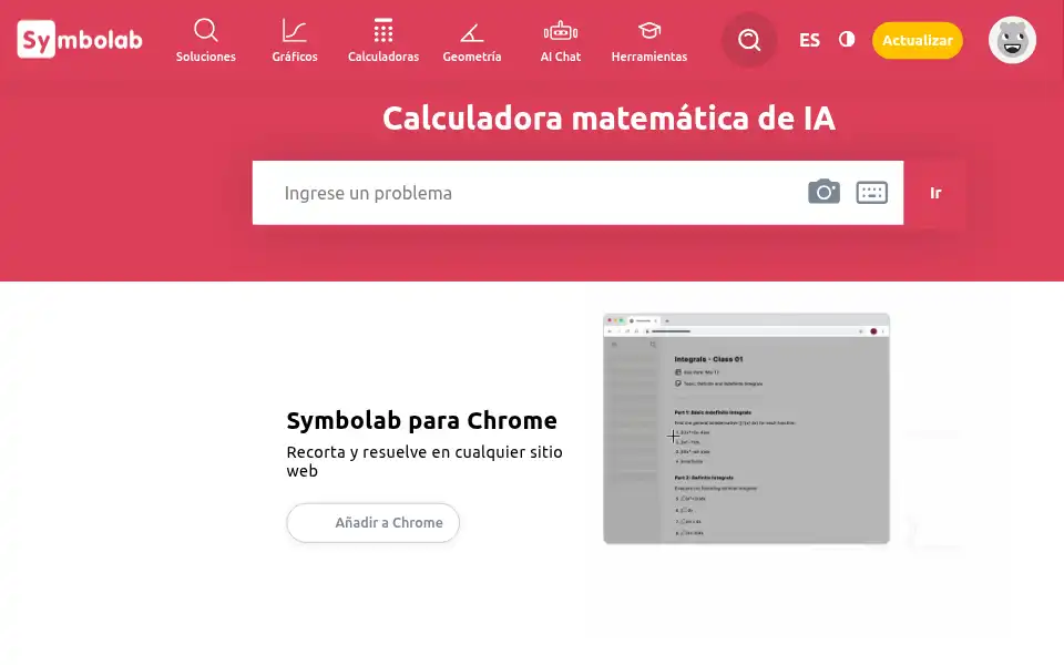 Screenshot of es.symbolab.com