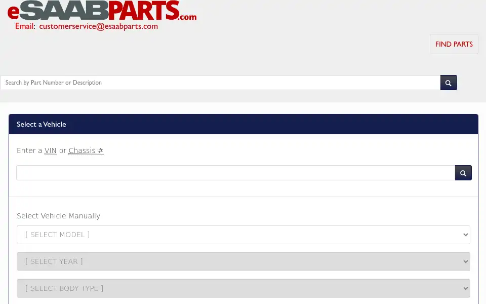 Screenshot of esaabparts.com