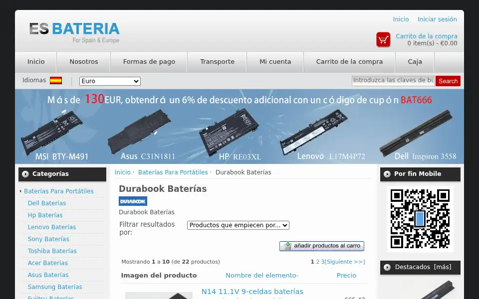 Screenshot of esbateria.es