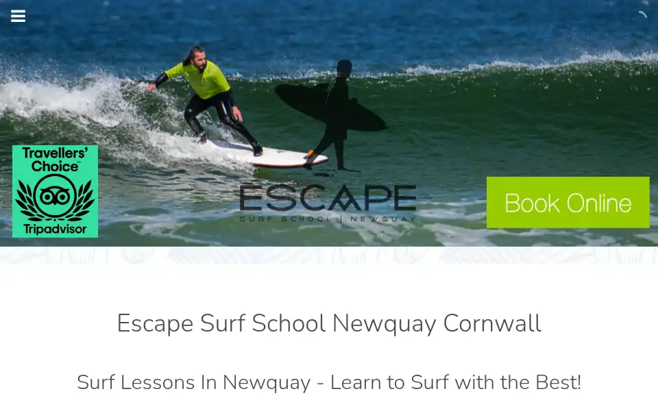 Screenshot of escapesurfschool.co.uk