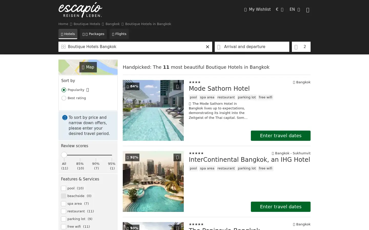 Screenshot of escapio.com