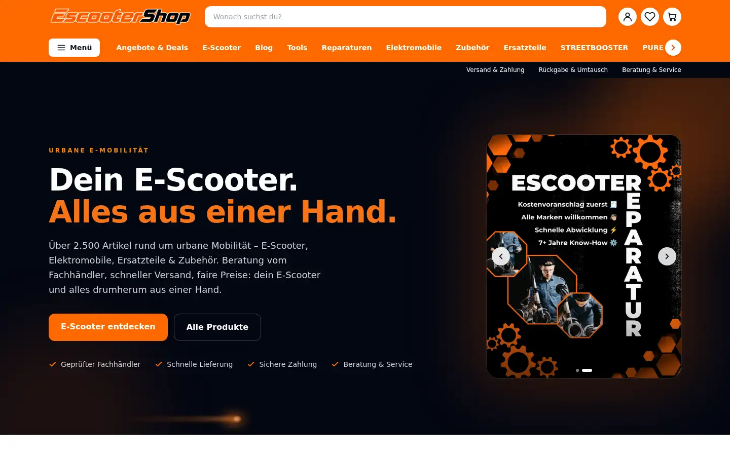 Screenshot of escootershop.com