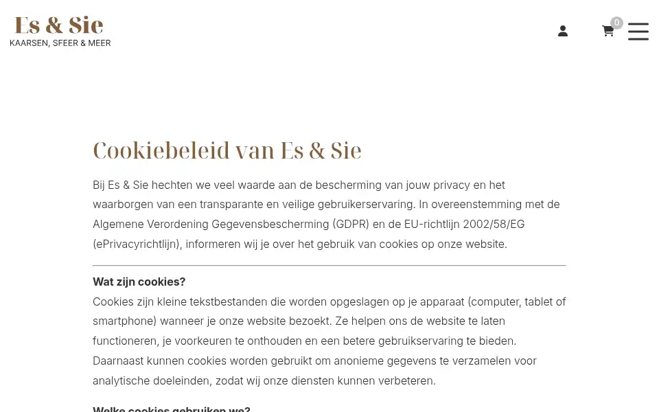 Screenshot of esensie.nl