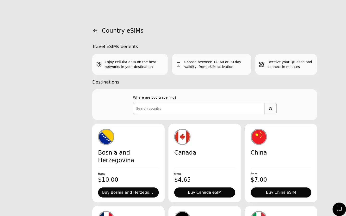 Screenshot of esim.worldmobile.io